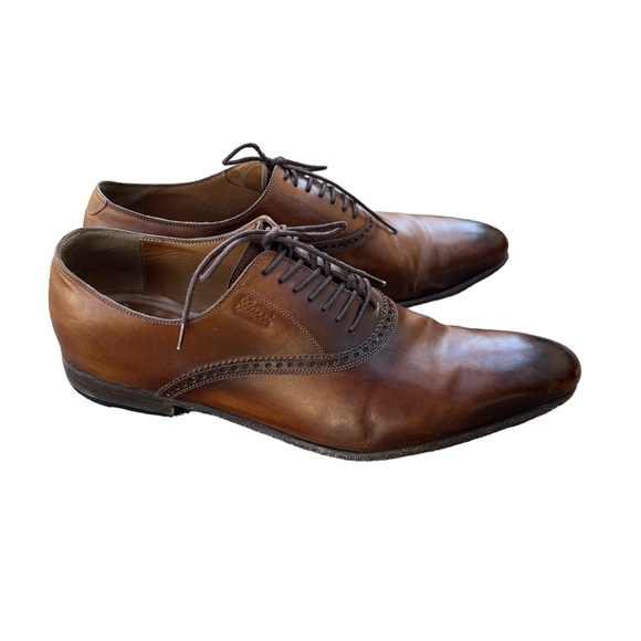 Gucci | Lace Up Burnished Toe Leather Oxfords Loafers US size 7 - Picture 2 of 16